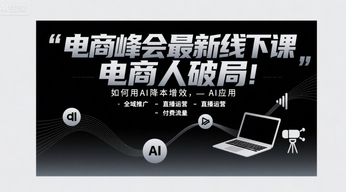 电商峰会最新线下课，电商人破局，如何用AI降本增效，AI应用-全域推广-直播运营-付费流量-西瓜1886社区