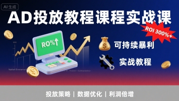 AD投放教程课程实战课，实现广告ROI300%+可持续暴利-西瓜1886社区