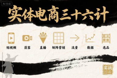 实体电商三十六计，短视频-获客-直播-矩阵营销-流量-数据-选品-西瓜1886社区