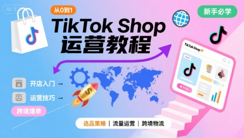TikTok Shop从0到1运营教程，TikTok跨境电商新手必学课程-西瓜1886社区