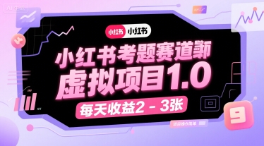小红书考题赛道虚拟项目1.0，项目操作简单，每天收益2-3张-西瓜1886社区