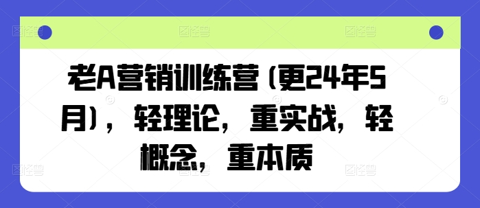 老A营销训练营(更25年7月)，轻理论，重实战，轻概念，重本质-西瓜1886社区