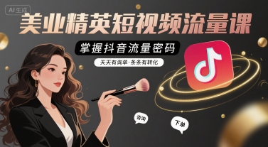 美业精英短视频流量课，掌握抖音流量密码，天天有询单，条条有转化-西瓜1886社区