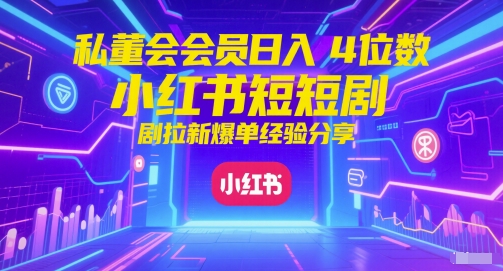 私董会会员日入4位数小红书红果短剧拉新爆单经验分享-西瓜1886社区