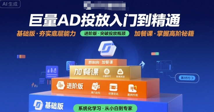 巨量AD投放入门到精通，基础版+进阶版+加餐课-西瓜1886社区