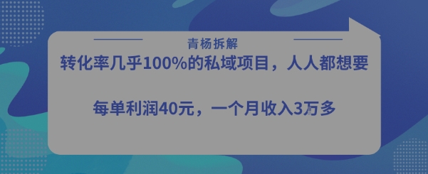 转化率最高的私域项目，每单利润40-50米，月入过1w-西瓜1886社区