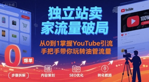 独立站卖家流量破局：从0到1掌握YouTube引流，手把手带你玩转油管流量-西瓜1886社区