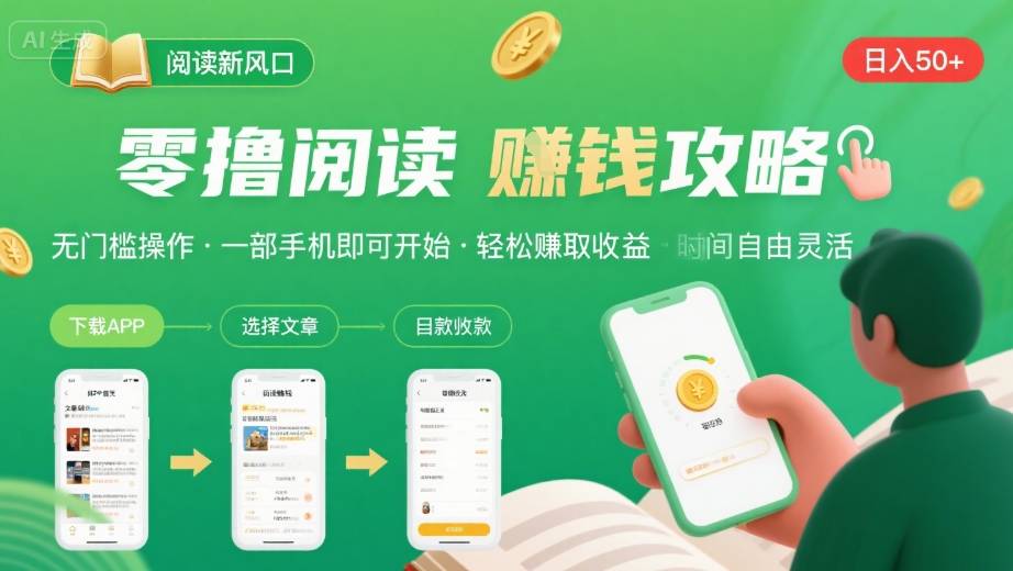 零撸阅读新风口，无门槛轻松挣，一部手机，日入 50-3张【揭秘】-西瓜1886社区