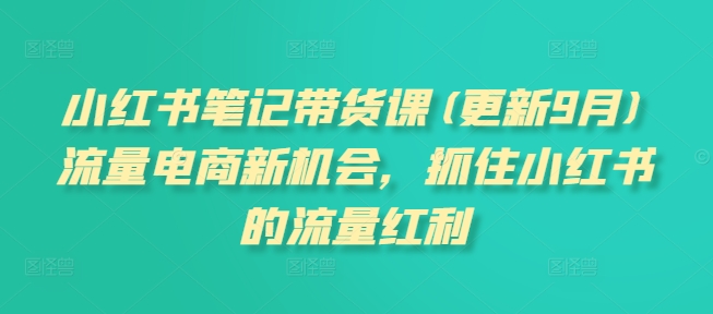 小红书笔记带货课(更新25年6月)流量电商新机会，抓住小红书的流量红利-西瓜1886社区