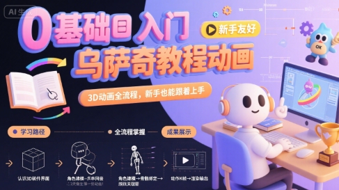 0基础入门乌萨奇教程动画，3D动画全流程，新手也能跟着上手-西瓜1886社区