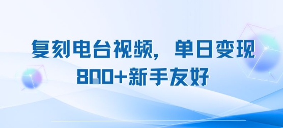 复刻电台视频，单日变现8张+新手友好，长期可做-西瓜1886社区
