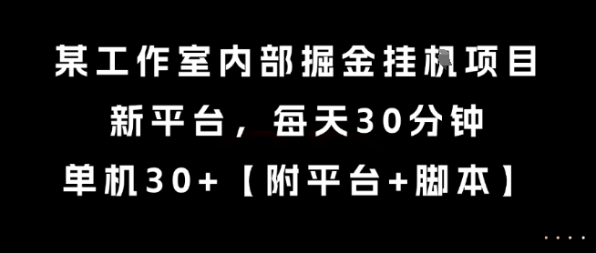 某工作室内部掘金挂G项目，新平台，每天30分钟，单机30+【揭秘】-西瓜1886社区