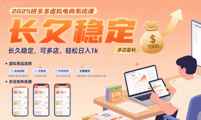 2025拼多多虚拟电商系统课，长久稳定，可多店，轻松日入1k-西瓜1886社区