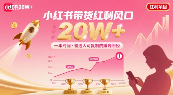 一年时间靠小红书带货项目年入20w+，最不能错的大红利项目-西瓜1886社区