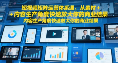 短视频矩阵运营体系课，从素材+内容生产角度快速放大你的商业结果-西瓜1886社区
