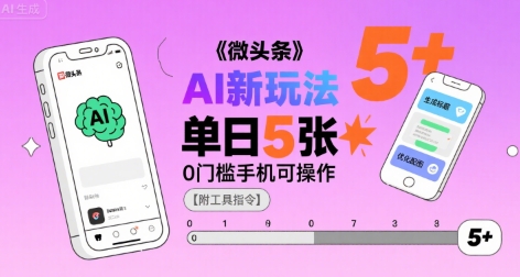 微头条AI新玩法，小白单日5张+，0门槛手机可操作【附工具指令】-西瓜1886社区