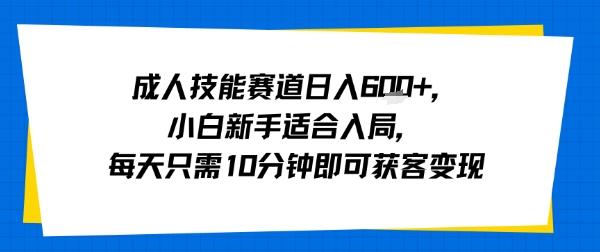 成人技能赛道日入多张，小白新手适合入局，每天只需10分钟即可获客变现-西瓜1886社区