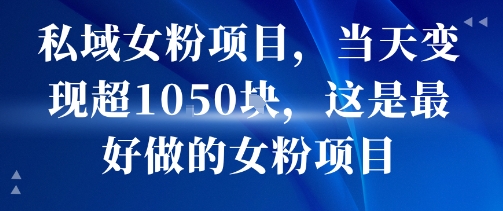 私域女粉项目，当天变现超1k，这是最好做的女粉项目，可放大操作-西瓜1886社区
