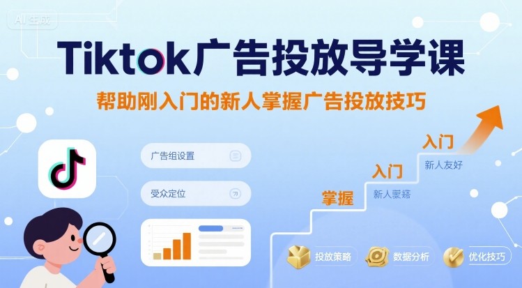 Tiktok广告投放导学课，帮助刚入门的新人掌握广告投放技巧-西瓜1886社区