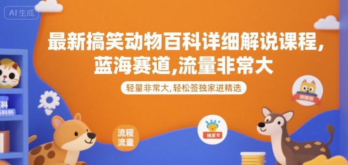最新搞笑动物百科详细解说课程，蓝海赛道，流量非常大，轻松签独家进精选-西瓜1886社区